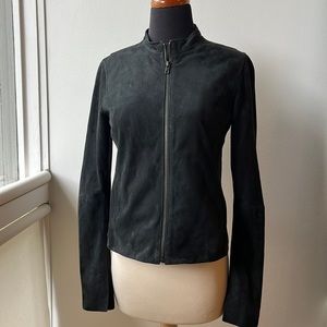 NWT Vince Cropped Suede Moto Jacket dark teal green  Womens Size 6